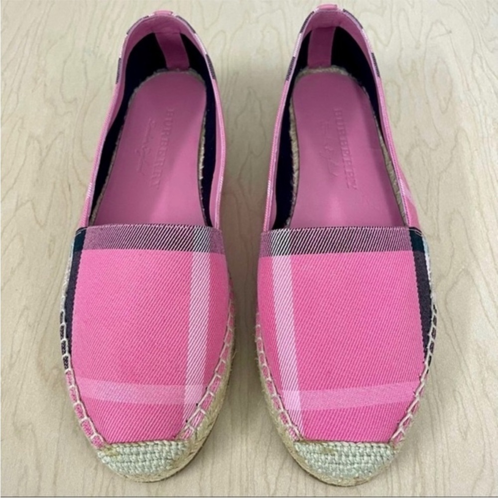 New Burberry Shoes Girls 6 37 EU Hodgeson Flat Espadrilles House Check Pink